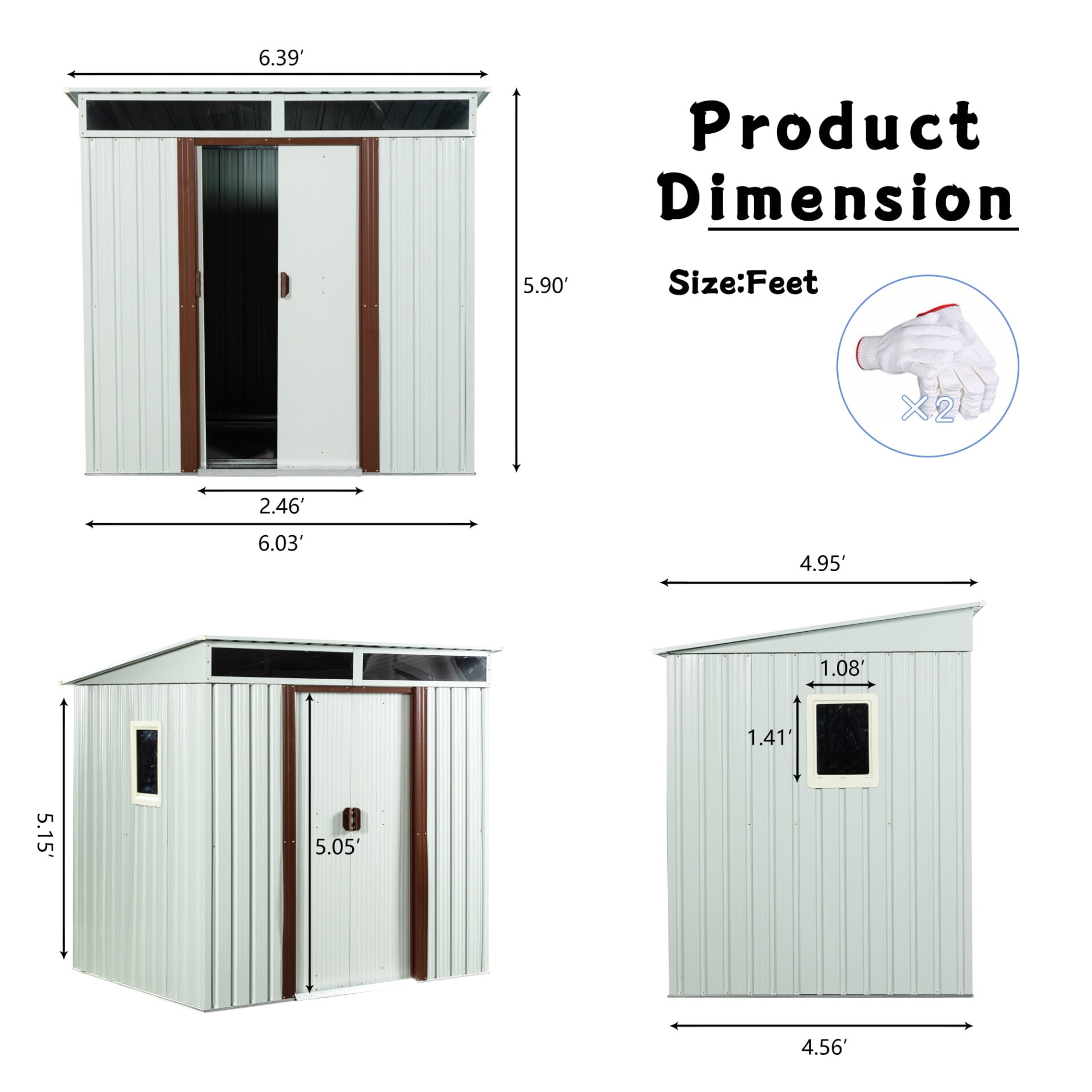 6 x 5 FT Outdoor Storage Shed, Metal Garden Shed with Floor Frame, Tool Shed Outdoor Storage with Lockable Sliding Doors & Window & Air Vents, Storage House Waterproof for Backyard, Lawn
