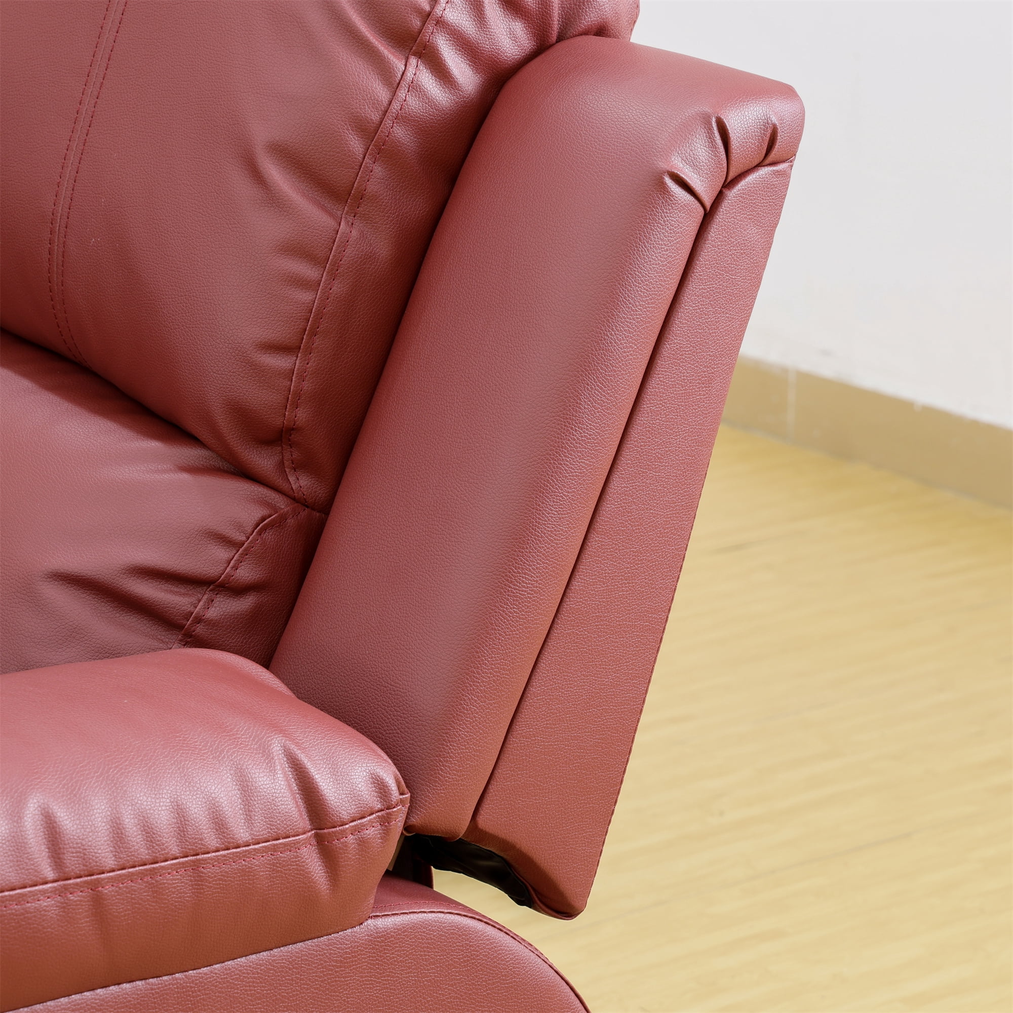 Aukfa Double Manual Recliner Chair, Overstuffed Loveseat with Cupholder for Living Room, Red
