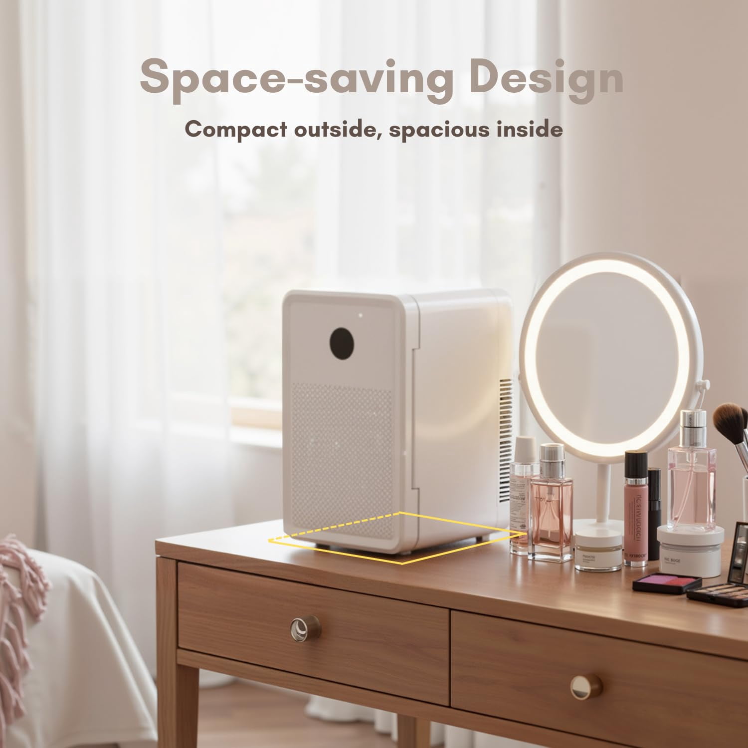 Advwin 12L Mini Fridge for Bedroom, Small Skincare Refrigerator Cooler for Drinks, Dorm, Office, White