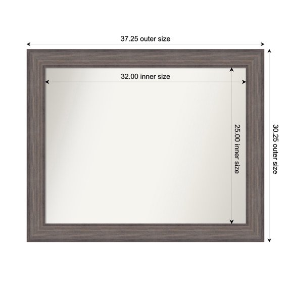 Amanti Art Custom Wall and Bathroom Mirror (30.25 x 37.25 in.), Country Barnwood Frame