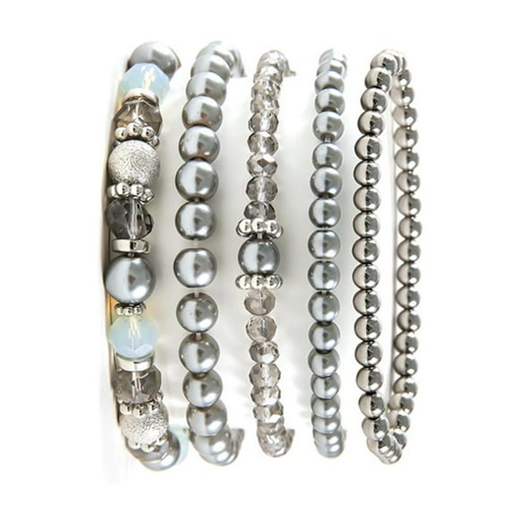 lanema Set of 5 Unique Crystal Bead Stretch Bracelet Set Sparkling Crystal Beaded Bracelets for Fashion Forward Individuals
