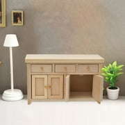 Hesroicy Furniture Model Toy Realistic Looking Smooth Edge Burr Free Non-Breakable High Durability Decorative Birch Mini Wooden Cabinet Dollhouse 1:12 Decoration Birthday Gift