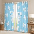 thumbnail image 2 of Homewish Blue Ribbon Monogrammed T Black Out Curtains, Cute Princess Bowknot Curtains Pack of 2 (42x63 Each), Teens Kids Boys Girls Bedroom Curtains, Curtains and Drapes Decor, 2 of 6