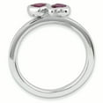 thumbnail image 2 of Bague Double Cœur en Argent Sterling Stackable Expressions Rhodolite Grenat Taille 10, 2 of 3