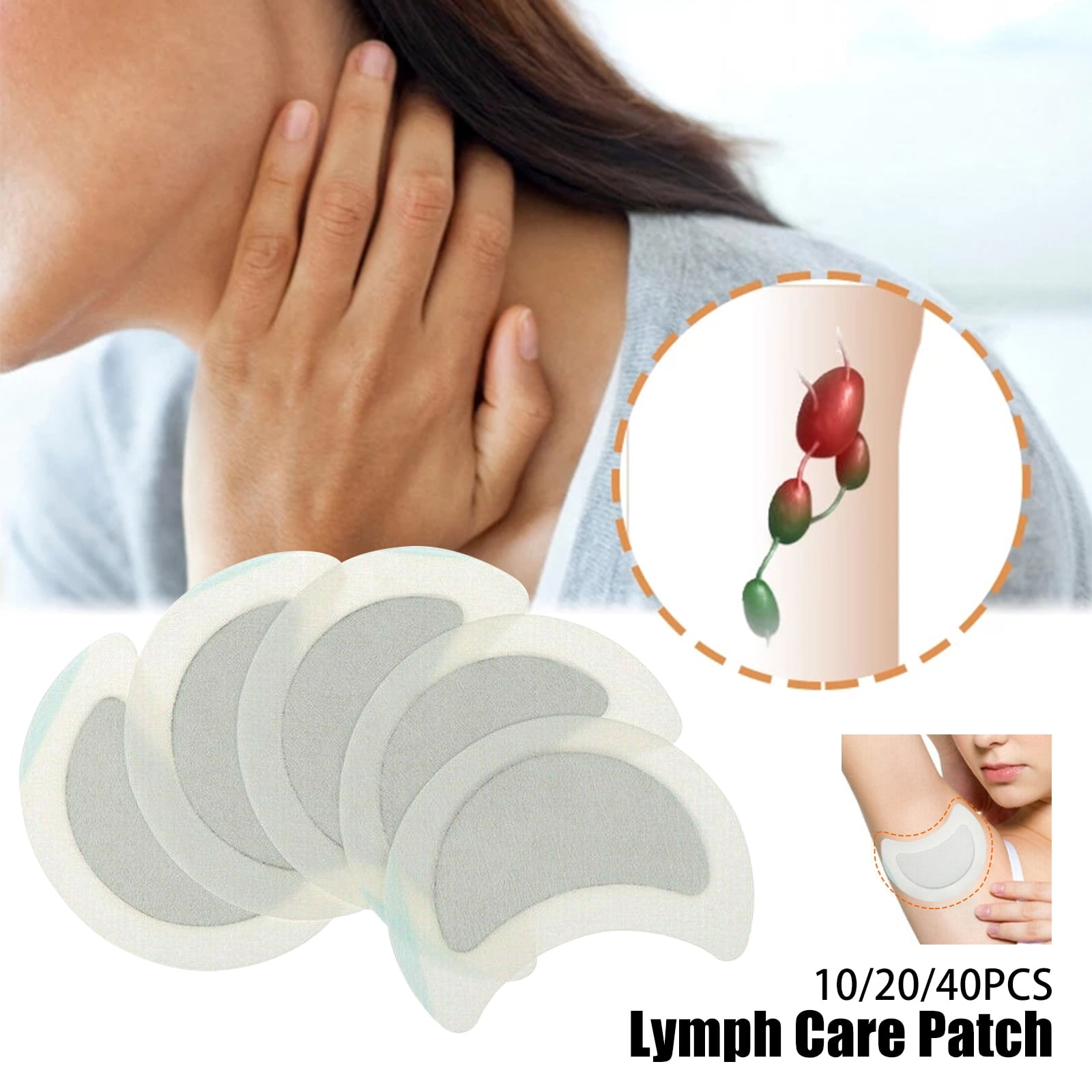 Underarm Pads to Remove The Ugly Fat 10 PCS Herbal Lymph Care Patch,Neck Lymphatic Detox Anti-Swelling Sticker 