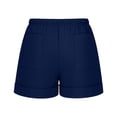 thumbnail image 5 of DPTALR Men's Solid Color Linen Casual Fashion Shorts, Elastic Drawstring Waist, Multi-Pocket, Beach & Seaside Shorts,Blue,Big and Tall Men XXXL, 5 of 7