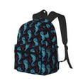 thumbnail image 2 of Haiem Blue Seahorse Lightweight Backpack for School, Classic Basic Water Resistant Casual Daypack for Travel with Bottle Side Pockets, 2 of 8