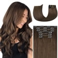 thumbnail image 1 of WindTouch Clip in Hair Extensions Human Hair, 15 Inch 70g #4 Medium Brown Hair Extensions for Women Real Human Hair Clip in, Remy Human Hair Extensions Clip ins, Soft Natural Str, 1 of 8
