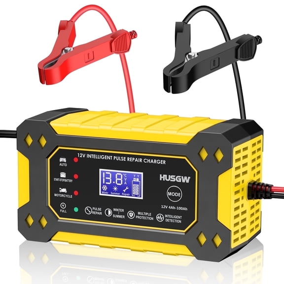 HUSGW 12V 6A Car And Motorcycle Battery Charger Lead-Acid Battery Smart Charger Battery Repair Activation Charger