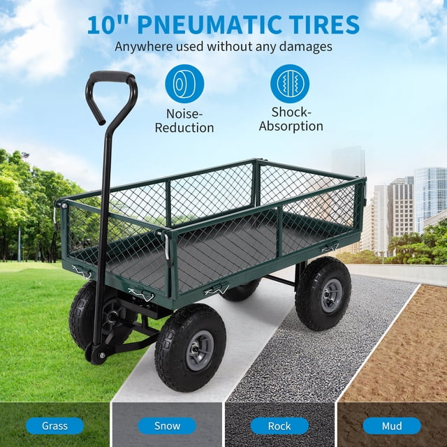 AKDSteel Utility Steel Garden Cart Trolley, 3 In 1 Design With Removable Sides, 200kg Capacity