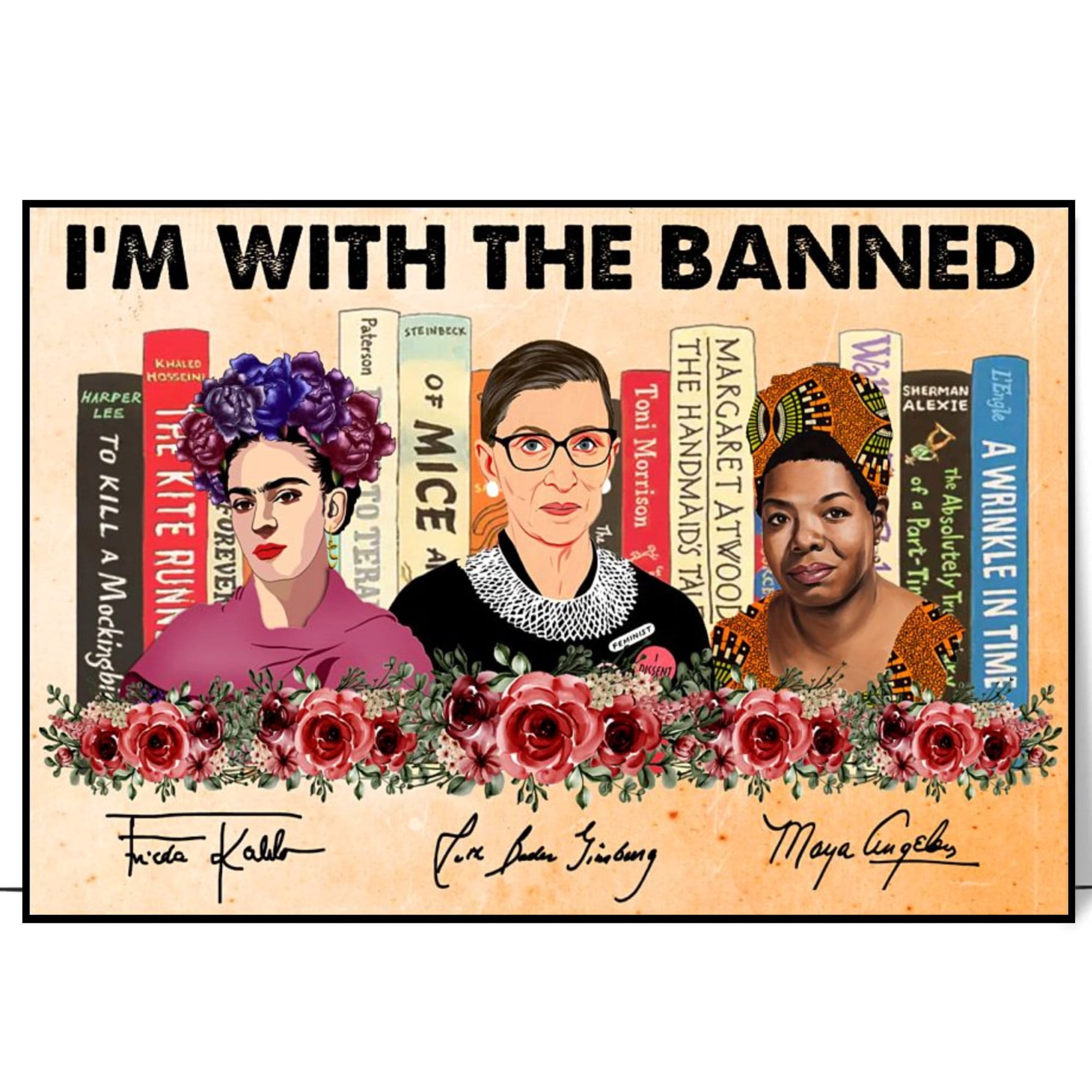I'M With The Banned Books Cover Or Book Lover Banned For Librarians Readers Teachers Decorative Wall Art Poster , Poster Print Only
