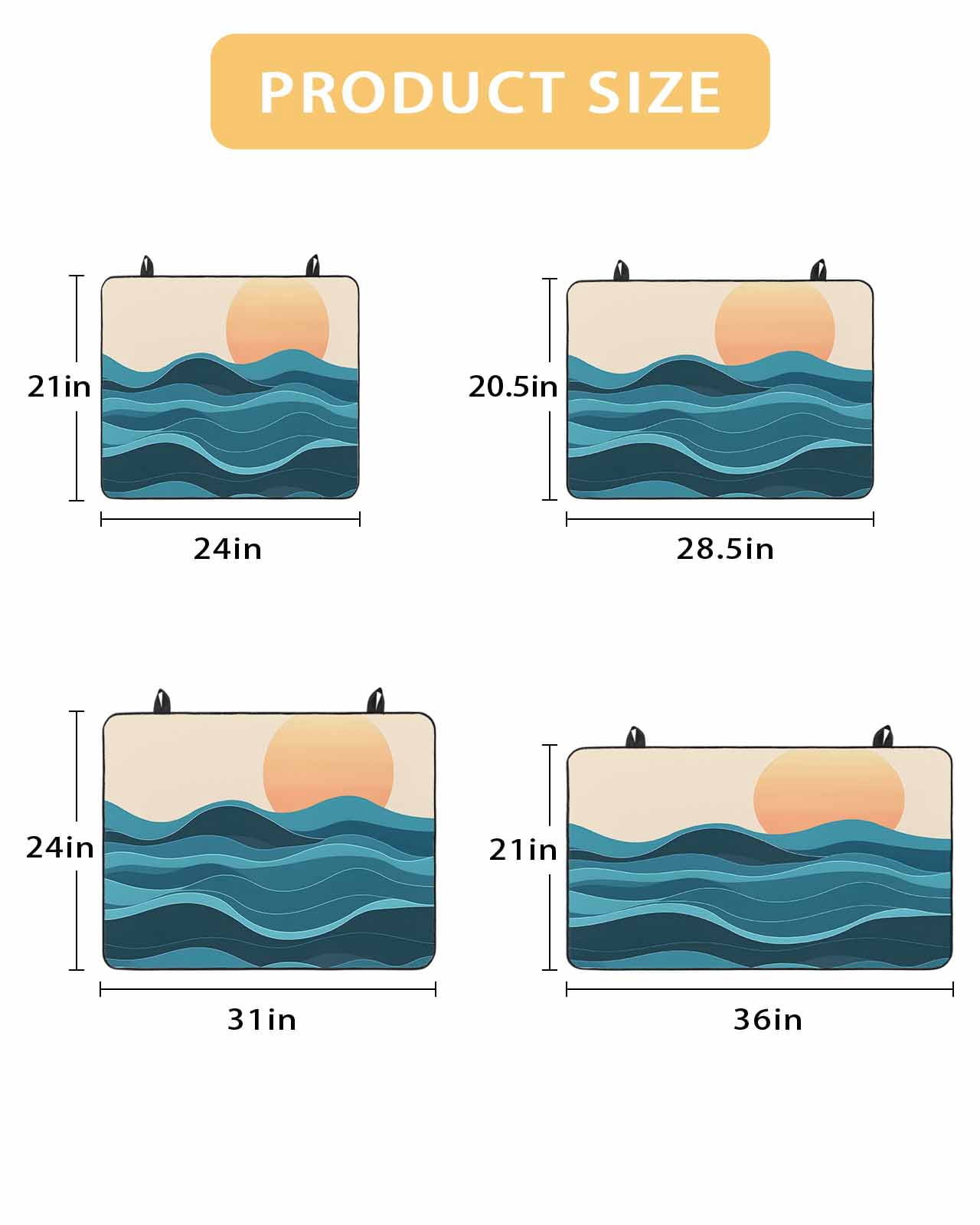 nqOlkjepod Large Induction Cooktop Protector Mat 36"x21", Teal Waves Stove Top Covers for Electric Stove, Watercolor Sun Turquoise Ombre Decorative Stove Burner Cover Mats, Glass Top Stove Cover