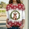 thumbnail image 2 of zaveiop Christmas Sales Shirts for Women 3/4 Length Sleeve Tops Cartoon Reindeer Casual Crewneck Sweatshirts Ugly Xmas Sweater Blouses (Army Green, ), 2 of 4