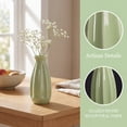 thumbnail image 2 of Unique Bargains Small Ceramic Matte Ribbed Flower Vase Green 2.4"L x 2.4"W x 5.1"H, 2 of 5