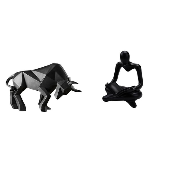Estatua del toro,Estatua de toro,estatuilla,escultura,decoración de escritorio,Arte coleccionable decorativo para la decoración del hogar y la oficina,Figura de pensador abstracto,Estatua de