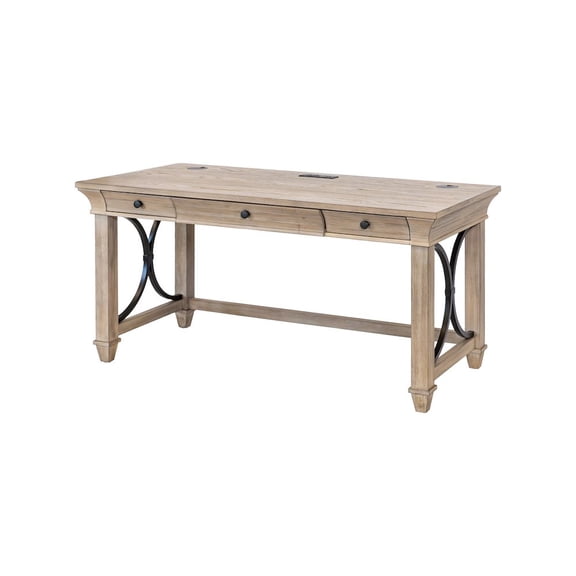 Traditional Wood Writing Desk Office Table with Drawers Brown