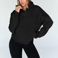 thumbnail image 3 of Yokua Quarter Zipper Cropped Sweatshirt Long Sleeve Oversized Pullover Top for Women, 3 of 8