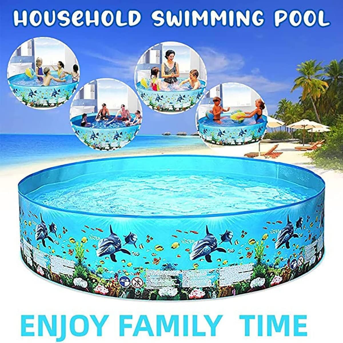 50" Foldable Kiddie Pool - Swimming Pond & Ocean Ball Pit for Kids,Toddlers,Adults,Pet Dogs - Quick Setup Collapsible Round Wading Pool for Indoor Outdoor Backyard,Lawn,Summer Water Play