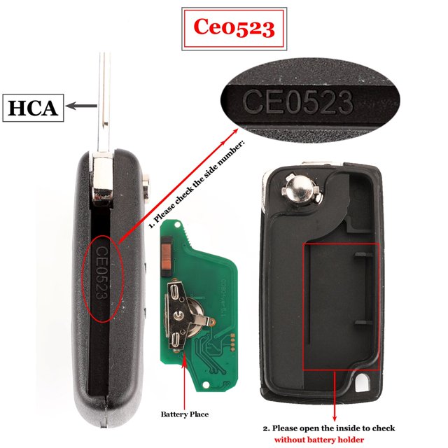 Jingyuqin-llave de coche remota ASK/FSK 434Mhz, 2 botones, para Citroen C4, C5, C6, C8, Xsara, Picasso, Peugeot 107, 207, 307, 308, CE0536/0523