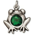 thumbnail image 1 of Sterling Silver 24" 1mm Box Chain Green Cubic Zirconia Sitting Toad Frog Pendant Necklace, 1 of 2