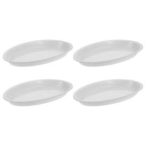 LEORX 4Pcs Plastic Plant Saucer Oval Shape Water Catching Tray for Indoor and Outdoor Use