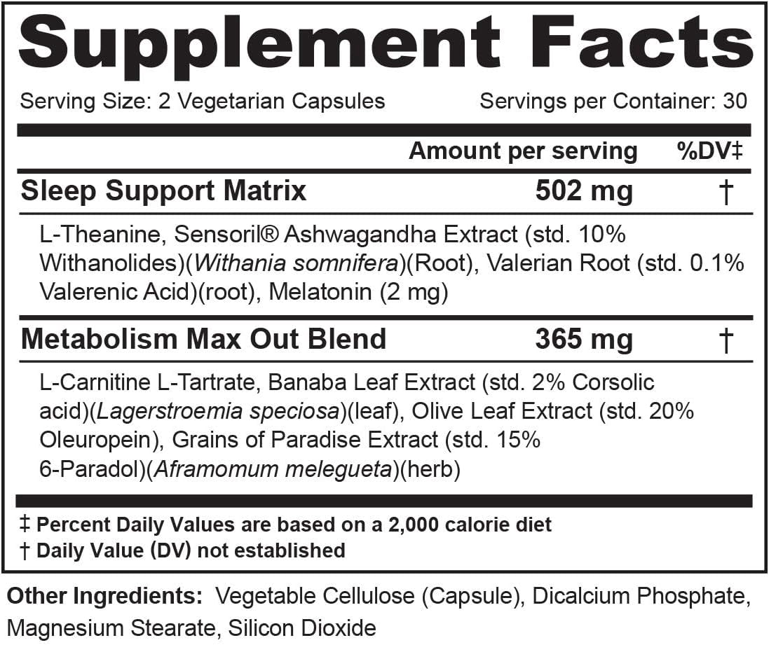Vitauthority Weight Loss Focused MELT PM Nighttime Sleep Aid Dietary Supplement, 60 Capsules