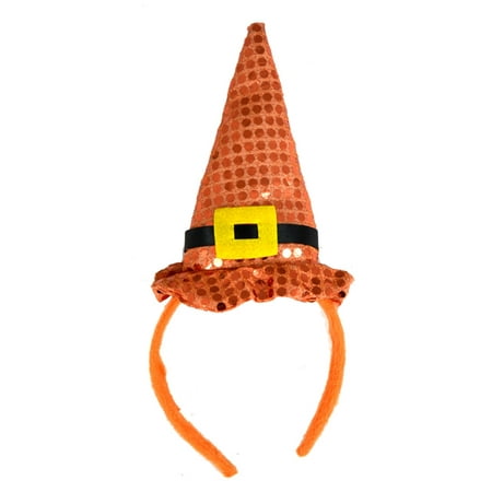Orange Sequin Witch Hat Headband