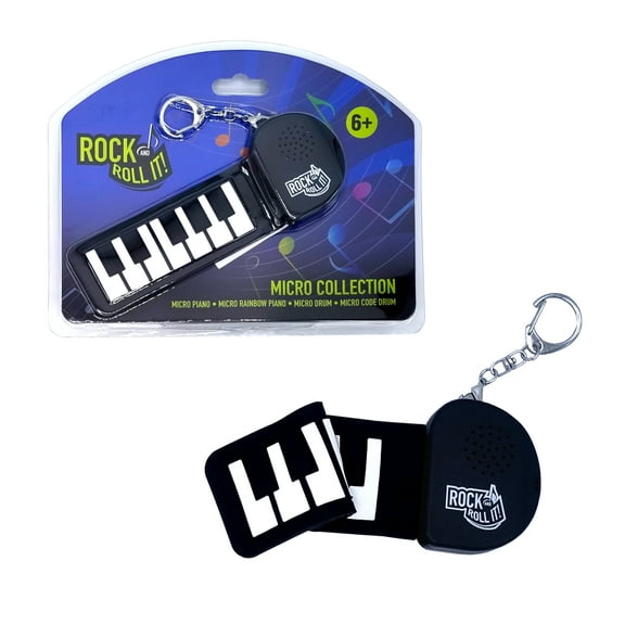 Rock And Roll It - Micro Piano. Playable Piano Keychain. Hang on a Backpack & Play Anywhere! Mini Size Black/White Finger Piano Pad. Tiny Silicone Electronic Keyboard. Battery Included