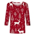 thumbnail image 5 of VKOYWKM Womens Christmas Print Tops 3/4 Length Sleeve Women Tops Cute Chrismas Graphic Tees Holiday Crew Neck Xmas T-Shirts Fall Tunic Top, 5 of 6