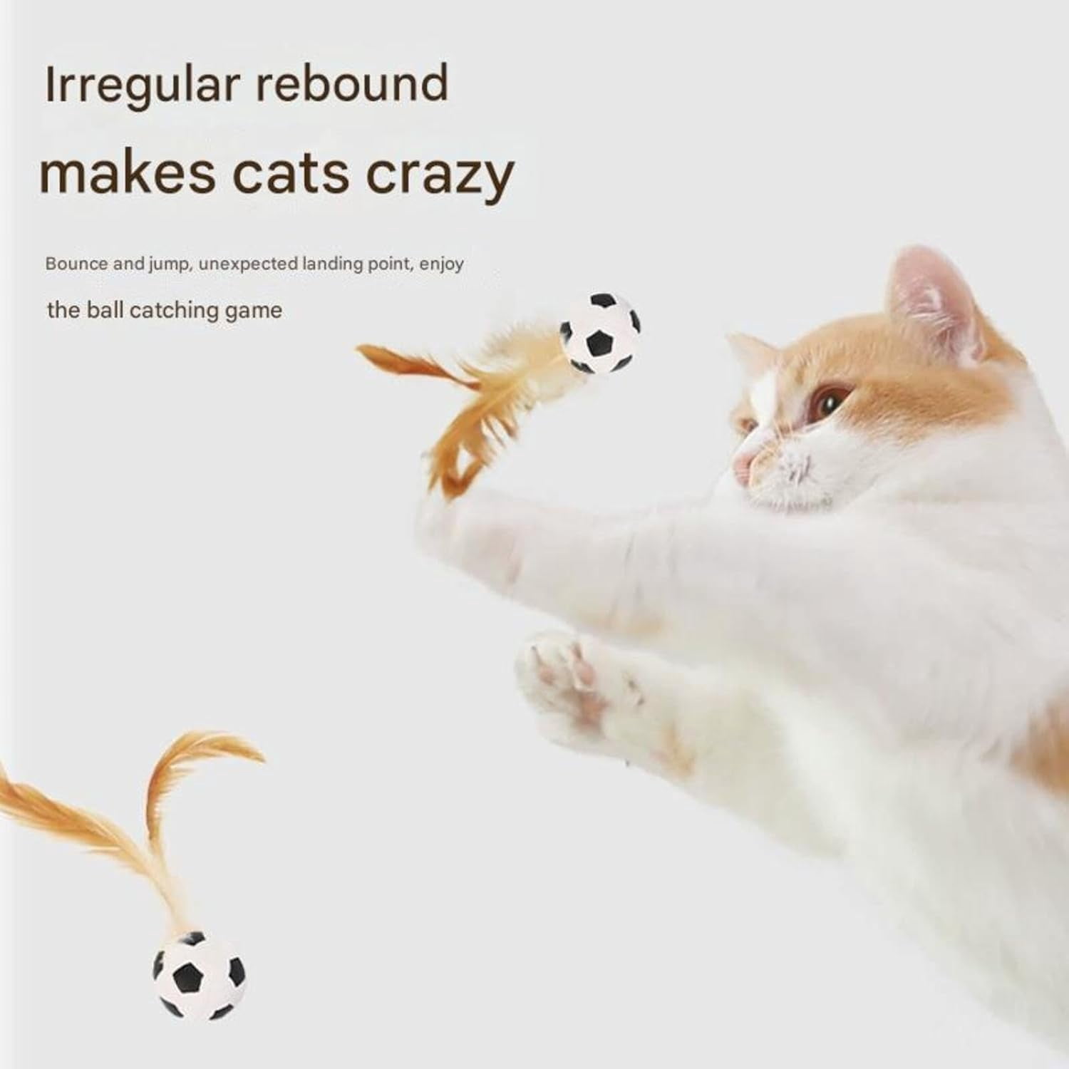 Celery Pets Cat Toy, Interactive Feather Ball Toy Set for Cats, Bouncy Tails Cat Toys, Feather Ball Toy for Cats, Bouncy Balls for Cats, Feather Bouncy Ball Cat Toy (Set*A+B)