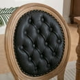 thumbnail image 6 of French Style Dining Chairs Set of 2, Farmhouse Dining Chairs with Round Back and Solid Wood Legs, Oval Side Chairs with Nailhead Trim & Buckle Decoration (Black), 6 of 9