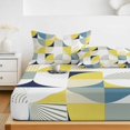 thumbnail image 6 of Twin Sze Fitted Sheet Set - Yellow Geometric 2 Piece Bedding Sets 16" Deep Pocket Fitted Sheet with 1 Pillowcase, Middle Century Modern Abstract Art Brushed Microfiber Hotel Luxury Bed Sheets, 6 of 9
