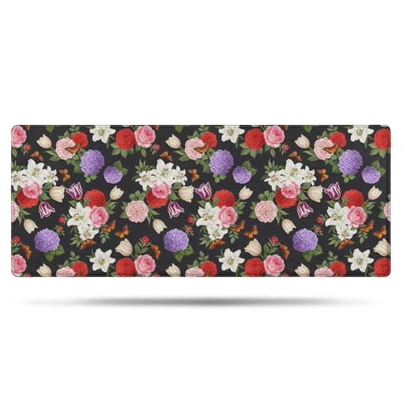 Pioneer Flower Floral Print Pattern Bathroom Rugs Mat, Non Slip Microfiber Bathroom Rug with Rubber Backing, Soft Mats for Bathroom Floor Tub Shower, 24"x60"