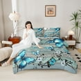 thumbnail image 4 of Castle Fairy Boys Girls Flying Butterflies 3 Pieces Queen Comforter Set,Lodge Cabin Ultra Soft Bedding Sets,Chic Floral Flowers Bedding Comforter Set Breathable,Breathable Home Decor,Reversible, 4 of 8