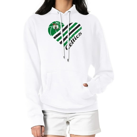Women's G-III 4Her by Carl Banks  White Boston Celtics  Heart Pullover Hoodie