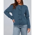 thumbnail image 4 of BTFBM Bow Cropped Cardigan Sweaters for Women Fall Winter Open Front Sweater Long Sleeve Button Fashion Spring Clothes, 4 of 10