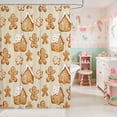 thumbnail image 2 of Manfei Gingerbread Waterproof Shower Curtain 72Wx72L Christmas Bathroom Curtain, Green White, 2 of 5