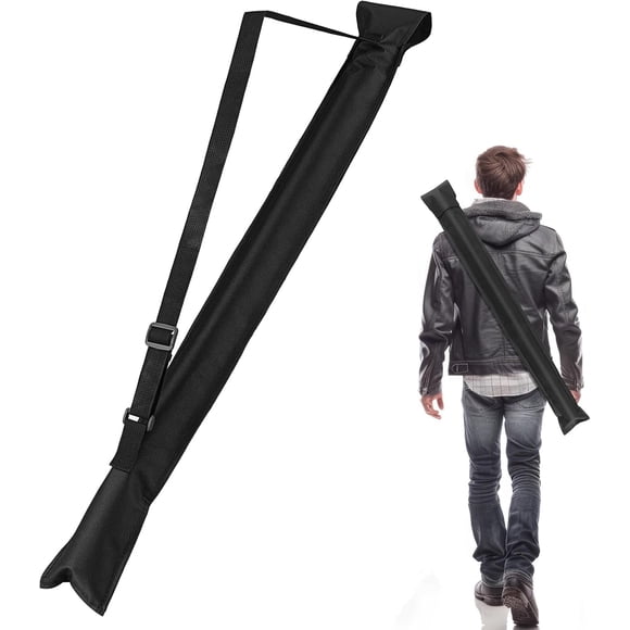 Black Pool Cue Case, Billiard Pool Cue Stick Carrying Case for 1/2 Billiard Cue Stick, 32 Inches Long Pool Stick Case