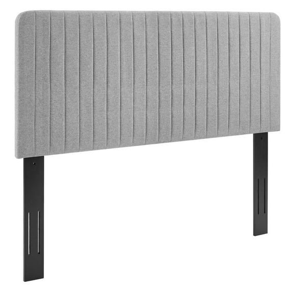 Modway Milenna Channel Tufted Upholstered Fabric King/California King Headboard in Light Gray
