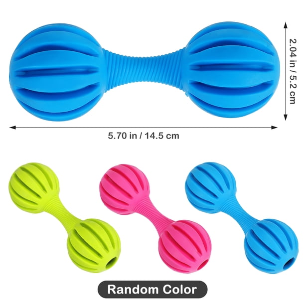 2 mancuernas de goma lineales duraderas, juguetes de entrenamiento divertidos y portátiles para perros.