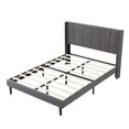 thumbnail image 6 of Gewnee Dark Grey Full Size Platform Bed Frame Linen Upholstered Tufted Headboard Solid Wood Slat Support with Center Leg for Bedroom, 6 of 14