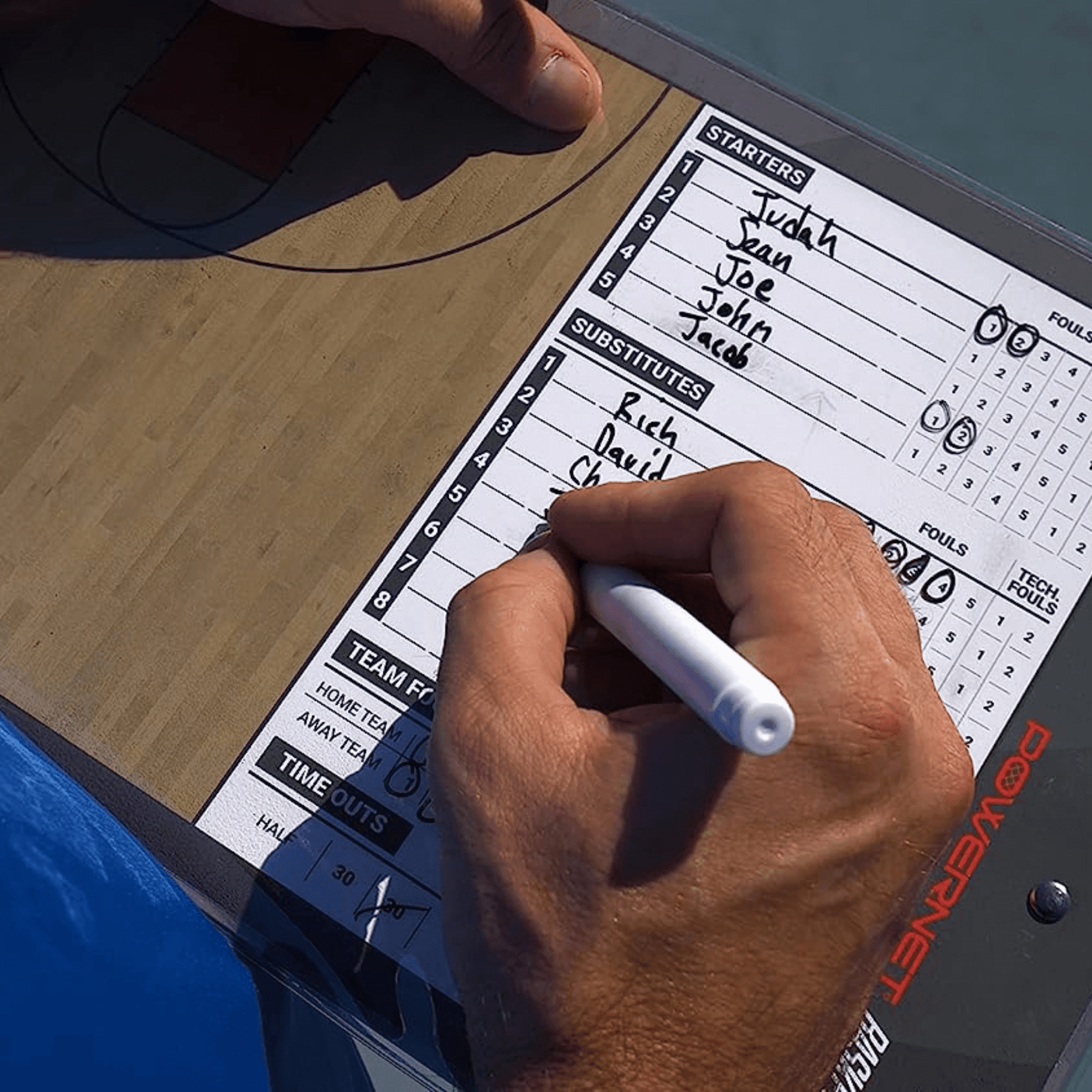 PowerNet Basketball Magnetic Coaching Clipboard, Double Sided Dry Erase Board Clipboard, Basketball Whiteboard with Line Up Chart, Weatherproof Coach Clipboard, Includes 2 Dry Erase Markers