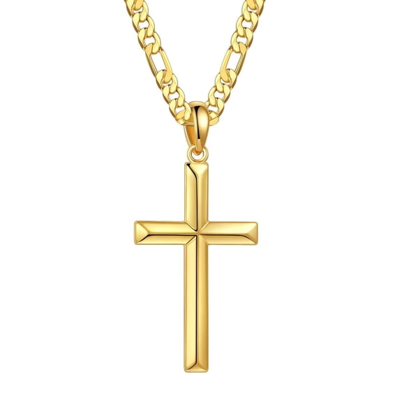 Turandoss 925 Sterling Silver Cross Necklace for Men Women Durable Cuban Link Curb Chain With Beveled Edge Pendant Teacher Appreciation Graduation Fathers Day Gifts for Him Her Men Son Dad Boys Girls