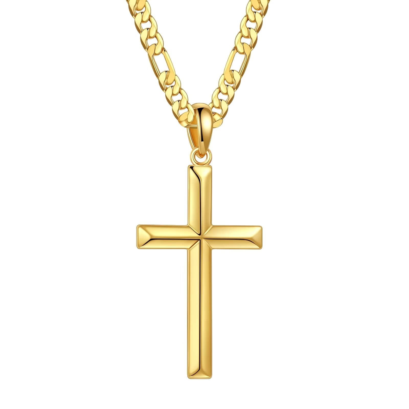 Turandoss 925 Sterling Silver Cross Necklace for Men Women Durable Cuban Link Curb Chain With Beveled Edge Pendant Teacher Appreciation Graduation Fathers Day Gifts for Him Her Men Son Dad Boys Girls