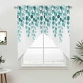 thumbnail image 2 of Swag Valance Curtains for Windows, Turquoise Eucalyptus Leaves Light Filtering Kitchen Curtains with Rod Pocket, Watercolor Floral Leaf Window Treatment Valances for Living Room, 28x36 - 2 PCS, 2 of 9