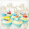 thumbnail image 2 of 16PCS Transportation Cupcake Toppers Wooden Airplane Car Ship Train Cake Toppers for Transportation Traffic Vehicle Party Decorations Birthday Baby Shower Supplies, 2 of 6