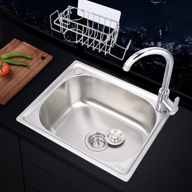 Oleegame 1PC Spoon And Lid Rest Sponge Holder For Kitchen Sink Hanging Sink Caddy Stainless Steel In-Sink Organi