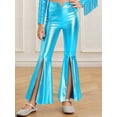 thumbnail image 2 of RUNQHUI Kids Girls Split Bell-Bottom Metallic Pants for Party Pageant Dance Sparkle Bell Bottoms Light Blue 8, 2 of 6