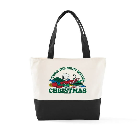 CafePress - Snoopy Night Before Christmas - Two Tone, 100% Cotton, Zipper Tote Bag