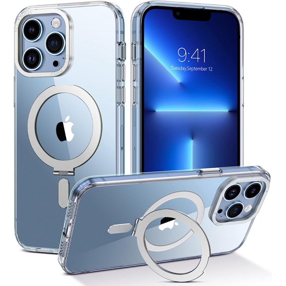 For iPhone 13 Pro Magnetic Case with Invisible Stand [Compatible with Magsafe], Full Body Protective Cover Slim Shockproof Kickstand Phone Case for Apple iPhone 13 Pro 6.1", Clear